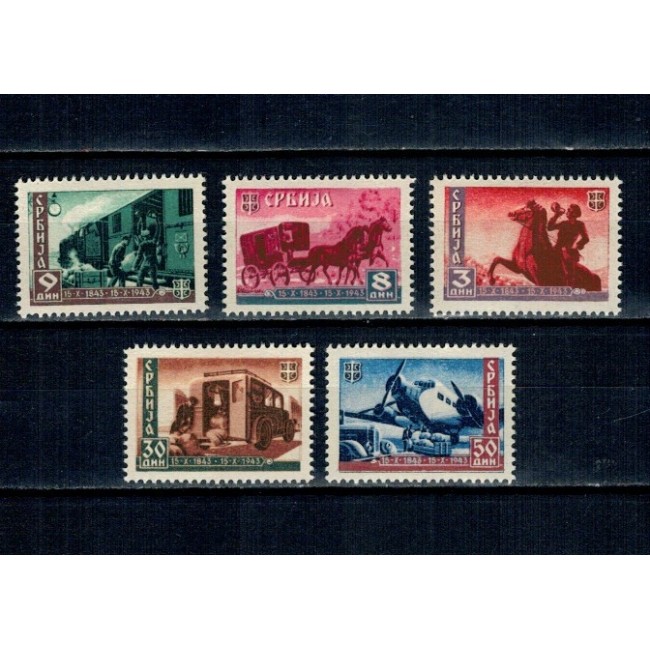 Serbia, ocupatia Germana 1943 - Aniversarea Postei in Serbia, serie nestampilata cu sarniere Serbia, ocupatia Germana 1943 - Aniversarea Postei in Serbia, serie nestampilata cu sarniere