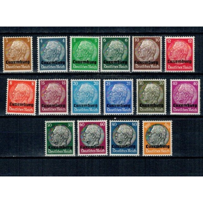 Luxemburg, ocupatia Germana 1940 - Supratipar pe Hindenburg, serie neștampilata cu sarniere Luxemburg, ocupatia Germana 1940 - Supratipar pe Hindenburg, serie neștampilata cu sarniere