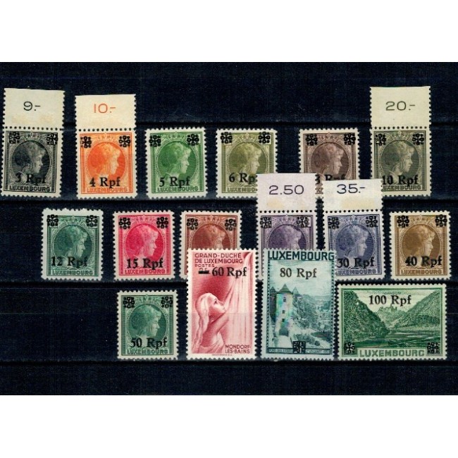 Luxemburg, ocupatia Germana 1940 - Uzuale Luxemburg cu supratipar, serie nestampilata cu sarniere Luxemburg, ocupatia Germana 1940 - Uzuale Luxemburg cu supratipar, serie nestampilata cu sarniere