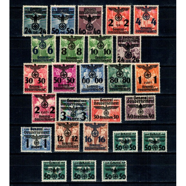 Generalgouvernement, ocupația germana in Polonia 1940 - Supratipar pe mărci poloneze, serie neștampilata Generalgouvernement, ocupația germana in Polonia 1940 - Supratipar pe mărci poloneze, serie neștampilata