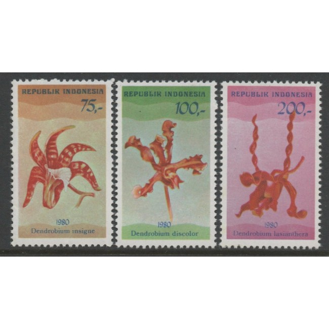 Indonesia 1980 - Orhidee, flori, serie neuzata Indonesia 1980 - Orhidee, flori, serie neuzata