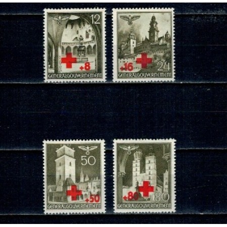 Generalgouvernement, ocupatia germana in Polonia 1940 - Crucea Rosie, supratipar, serie neuzata Generalgouvernement, ocupatia germana in Polonia 1940 - Crucea Rosie, supratipar, serie neuzata