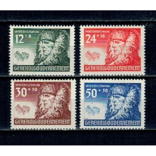 Generalgouvernement, ocupatia germana in Polonia 1940 - Ajutorul de iarna, serie nestampilata cu sarniere Generalgouvernement, ocupatia germana in Polonia 1940 - Ajutorul de iarna, serie nestampilata cu sarniere