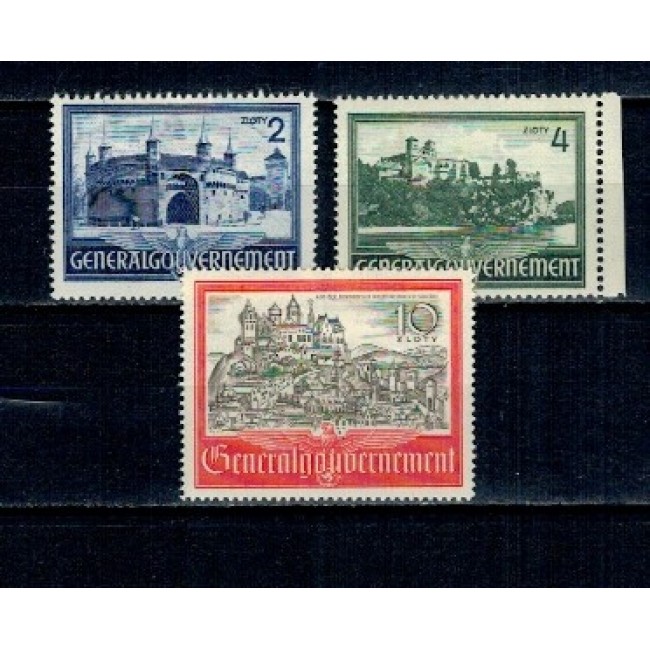 Generalgouvernement, ocupatia germana in Polonia 1941 - Cetati, castele, serie nestampilata cu sarniere Generalgouvernement, ocupatia germana in Polonia 1941 - Cetati, castele, serie nestampilata cu sarniere