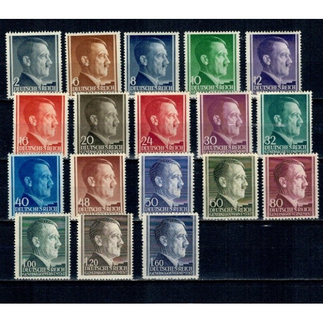 Generalgouvernement, ocupatia germana in Polonia 1941 - Uzuale Hitler, serie nestampilata Generalgouvernement, ocupatia germana in Polonia 1941 - Uzuale Hitler, serie nestampilata