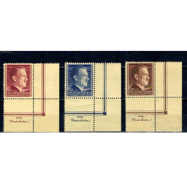 Generalgouvernement, ocupatia germana in Polonia 1942 - Aniversare Hitler, serie neuzata, colt coala Generalgouvernement, ocupatia germana in Polonia 1942 - Aniversare Hitler, serie neuzata, colt coala