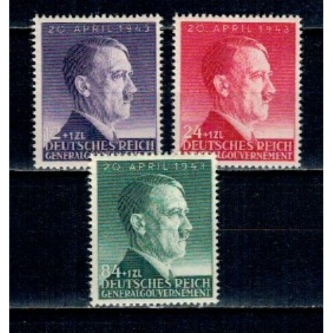 Generalgouvernement, ocupatia germana in Polonia 1943 - Aniversarea lui Hitler, serie neuzata Generalgouvernement, ocupatia germana in Polonia 1943 - Aniversarea lui Hitler, serie neuzata