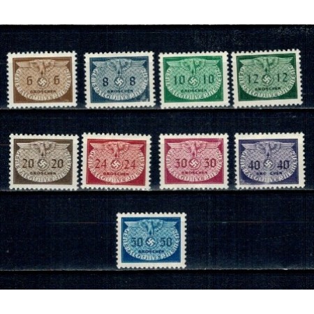 Generalgouvernement, ocupatia germana in Polonia 1940/1945 - Dienstmarken, serie nestampilata cu sarniere Generalgouvernement, ocupatia germana in Polonia 1940/1945 - Dienstmarken, serie nestampilata cu sarniere
