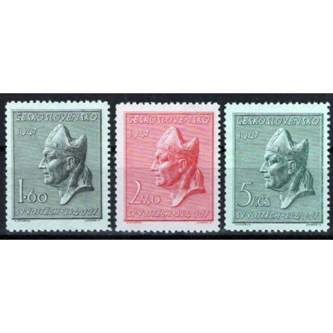 Cehoslovacia 1947 - Sfantul Adalbert, serie neuzata Cehoslovacia 1947 - Sfantul Adalbert, serie neuzata