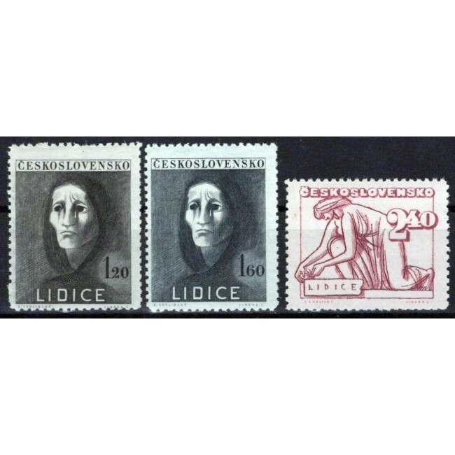 Cehoslovacia 1947 - Masacrul de la Lidice, serie neuzata Cehoslovacia 1947 - Masacrul de la Lidice, serie neuzata