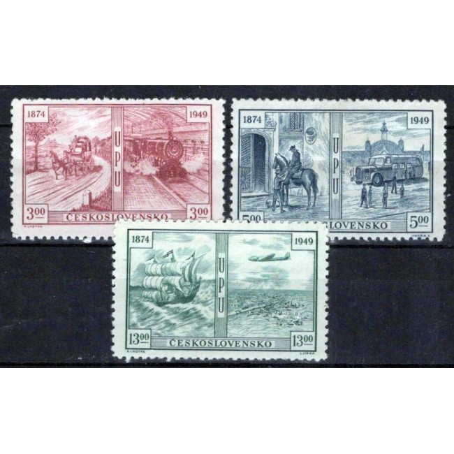Cehoslovacia 1949 - UPU, aniversare, transport, serie neuzata Cehoslovacia 1949 - UPU, aniversare, transport, serie neuzata