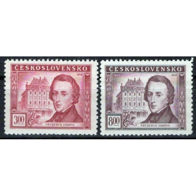 Cehoslovacia 1949 - Chopin, personalitati, serie neuzata Cehoslovacia 1949 - Chopin, personalitati, serie neuzata