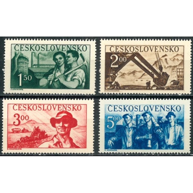 Cehoslovacia 1950 - Aniversarea republicii (II), muncitori, serie neuzata Cehoslovacia 1950 - Aniversarea republicii (II), muncitori, serie neuzata