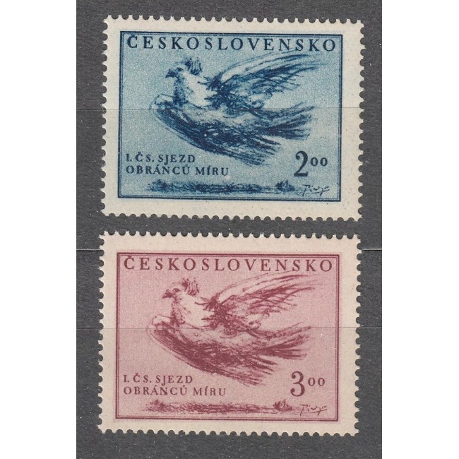 Cehoslovacia 1951 - Porumbei, Congresul de Pace, serie neuzata Cehoslovacia 1951 - Porumbei, Congresul de Pace, serie neuzata