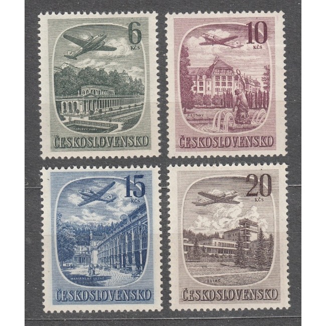 Cehoslovacia 1951 - Posta Aeriana, sanatorii, avioane, serie neuzata Cehoslovacia 1951 - Posta Aeriana, sanatorii, avioane, serie neuzata