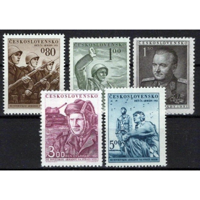 Cehoslovacia 1951 - Ziua armatei, serie neuzata Cehoslovacia 1951 - Ziua armatei, serie neuzata