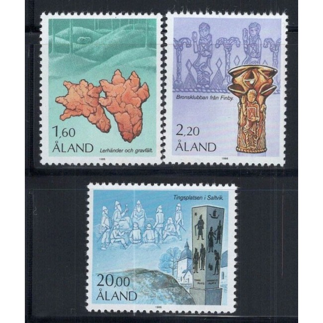 Aland (Finlanda) 1986 - Istoria insulelor, artefacte, serie neuzata Aland (Finlanda) 1986 - Istoria insulelor, artefacte, serie neuzata