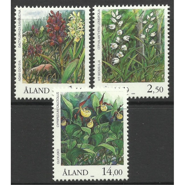 Aland (Finlanda) 1989 - Flori, orhidee, serie neuzata Aland (Finlanda) 1989 - Flori, orhidee, serie neuzata