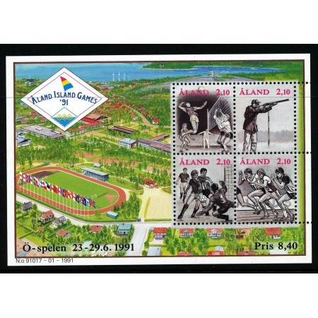 Aland (Finlanda) 1991 - Sport, Island Games, colita neuzata Aland (Finlanda) 1991 - Sport, Island Games, colita neuzata