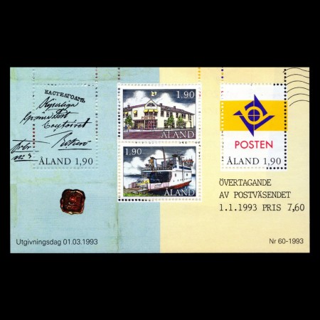 Aland (Finlanda) 1993 - Serviciile poștale, transport, colita neuzata Aland (Finlanda) 1993 - Serviciile poștale, transport, colita neuzata