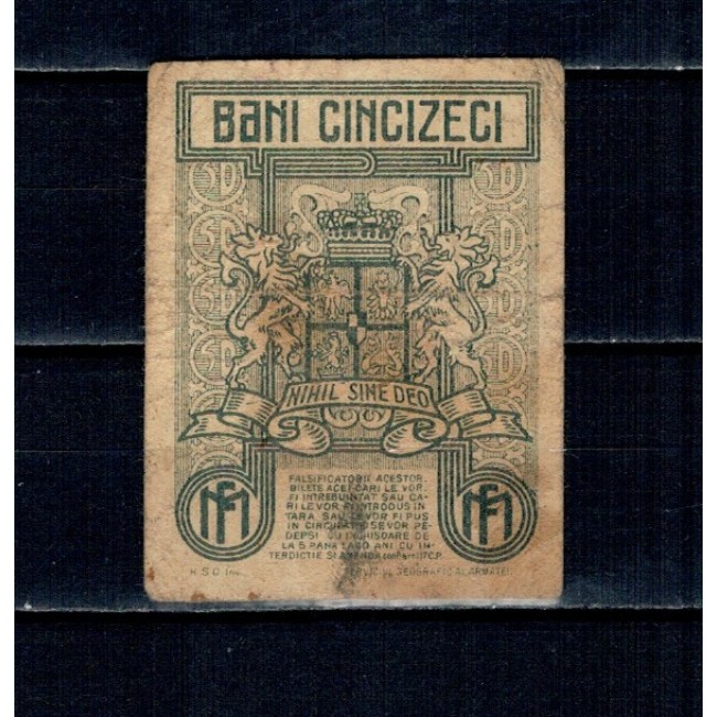 Romania 1917 - 50 bani, Ferdinand, uzat Romania 1917 - 50 bani, Ferdinand, uzat
