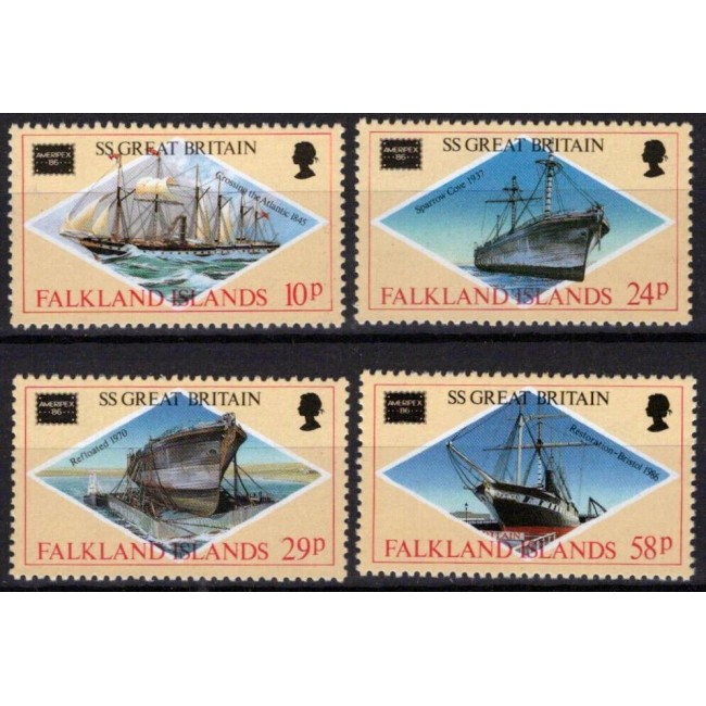Falkland Islands 1986 - Vapoare, navigație, serie neuzata Falkland Islands 1986 - Vapoare, navigație, serie neuzata