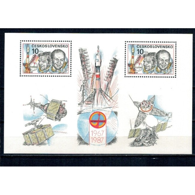 Cehoslovacia 1987 - Intercosmos, cosmonautica, bloc neuzat Cehoslovacia 1987 - Intercosmos, cosmonautica, bloc neuzat