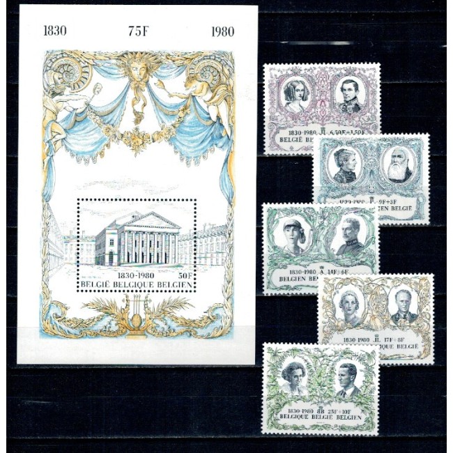 Belgia 1980 - Aniversarea independentei, serie si colita neuzata Belgia 1980 - Aniversarea independentei, serie si colita neuzata
