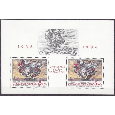 Cehoslovacia 1986 - Brigazile internationale in Spania, bloc neuzat