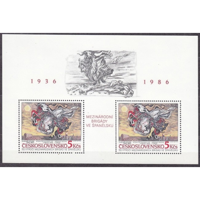 Cehoslovacia 1986 - Brigazile internationale in Spania, bloc neuzat Cehoslovacia 1986 - Brigazile internationale in Spania, bloc neuzat