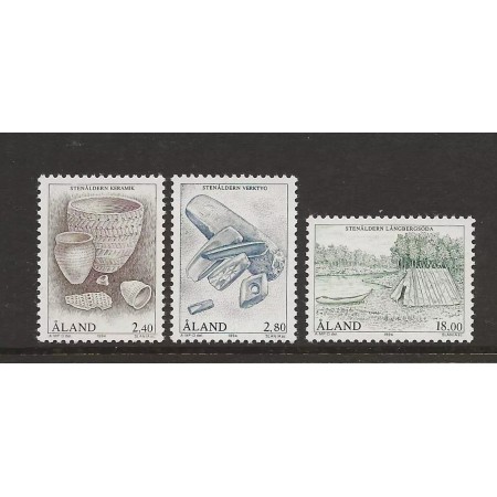 Aland (Finlanda) 1994 - Arheologie, artefacte, Epoca de Piatra, serie neuzata Aland (Finlanda) 1994 - Arheologie, artefacte, Epoca de Piatra, serie neuzata