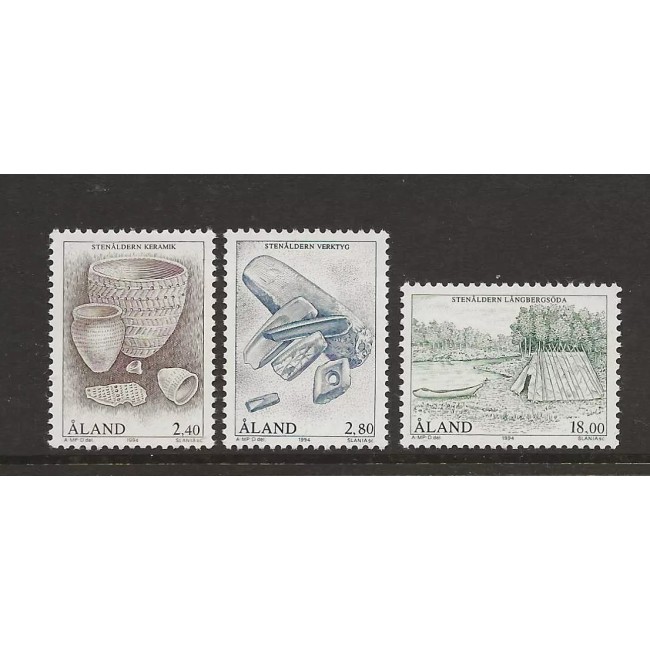 Aland (Finlanda) 1994 - Arheologie, artefacte, Epoca de Piatra, serie neuzata Aland (Finlanda) 1994 - Arheologie, artefacte, Epoca de Piatra, serie neuzata