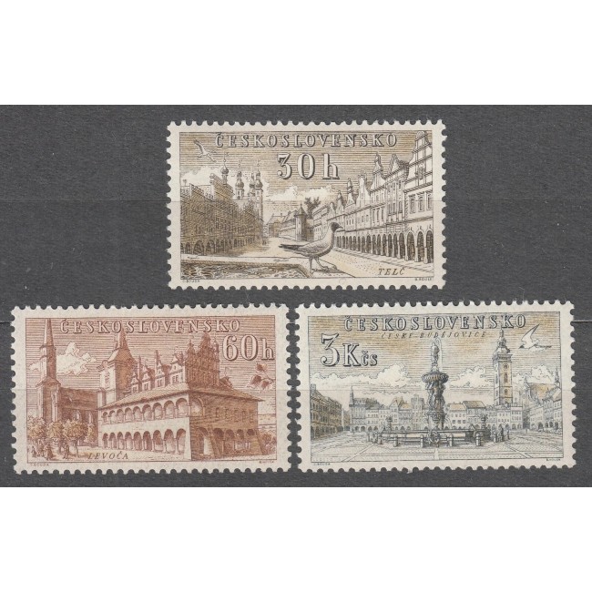 Cehoslovacia 1954 - Orașe, clădiri, arhitectura, serie neuzata Cehoslovacia 1954 - Orașe, clădiri, arhitectura, serie neuzata