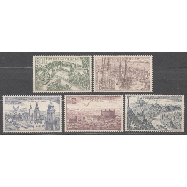Cehoslovacia 1955 - Orașe, vederi, arhitectura, serie neuzata Cehoslovacia 1955 - Orașe, vederi, arhitectura, serie neuzata