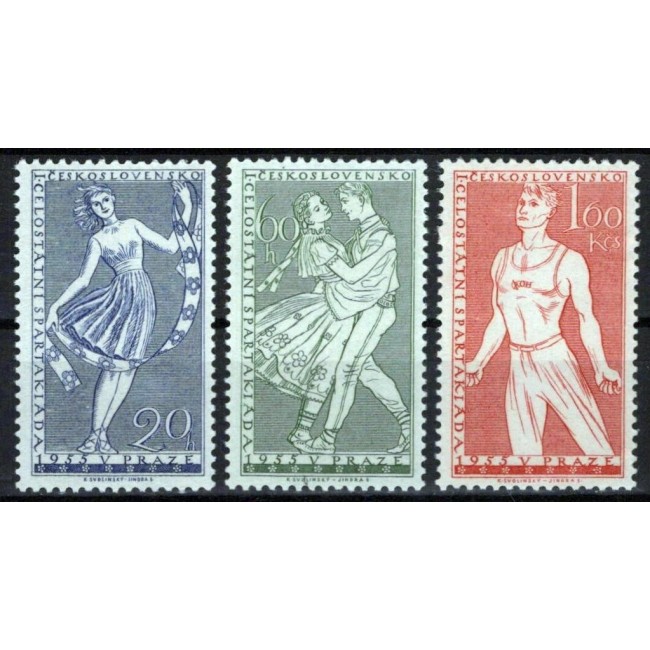 Cehoslovacia 1955 - Spartachiada, sporturi, serie neuzata Cehoslovacia 1955 - Spartachiada, sporturi, serie neuzata