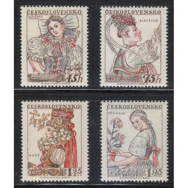 Cehoslovacia 1957 - Costume tradiționale, port popular, serie neuzata Cehoslovacia 1957 - Costume tradiționale, port popular, serie neuzata