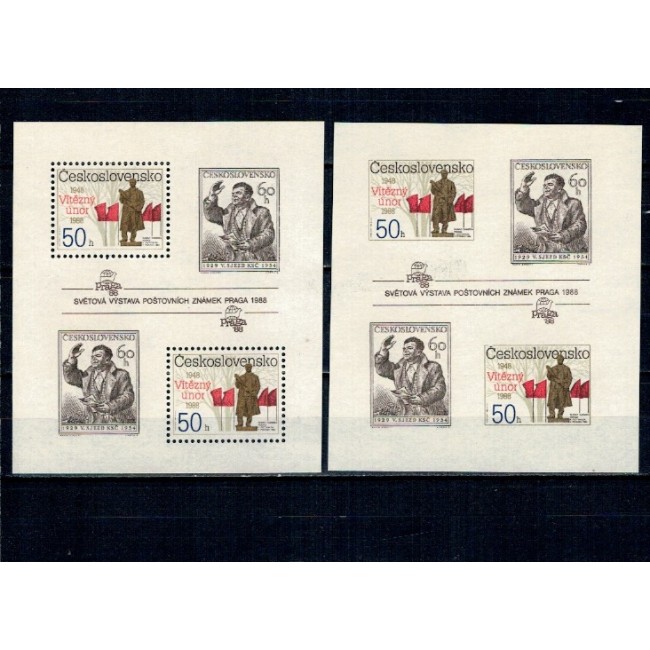 Cehoslovacia 1988 - Frontul National, colita dantelata si nedantelata neuzata Cehoslovacia 1988 - Frontul National, colita dantelata si nedantelata neuzata