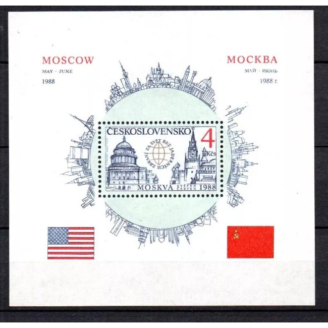 Cehoslovacia 1988 - Vizita Președintelui Reagan la Moscova, bloc neuzat Cehoslovacia 1988 - Vizita Președintelui Reagan la Moscova, bloc neuzat