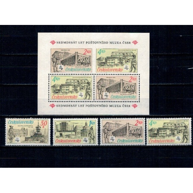 Cehoslovacia 1988 - Muzeul Postal, serie si bloc neuzat Cehoslovacia 1988 - Muzeul Postal, serie si bloc neuzat