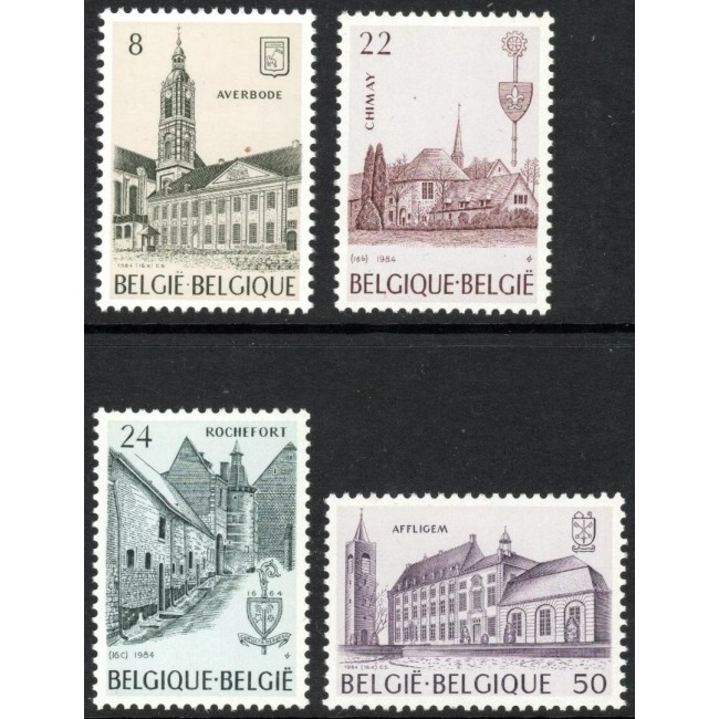 Belgia 1984 - Abații, biserici, arhitectura, serie neuzata Belgia 1984 - Abații, biserici, arhitectura, serie neuzata