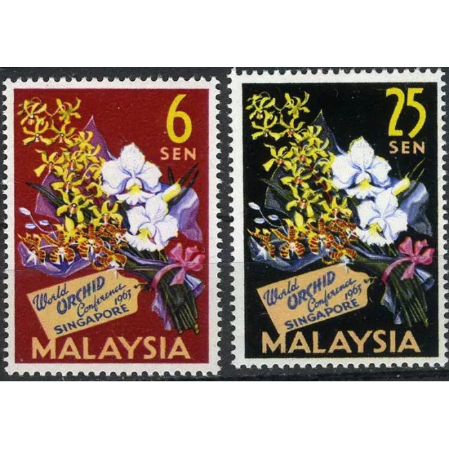 Malaysia 1963 - Orhidee, flori, serie neuzata Malaysia 1963 - Orhidee, flori, serie neuzata