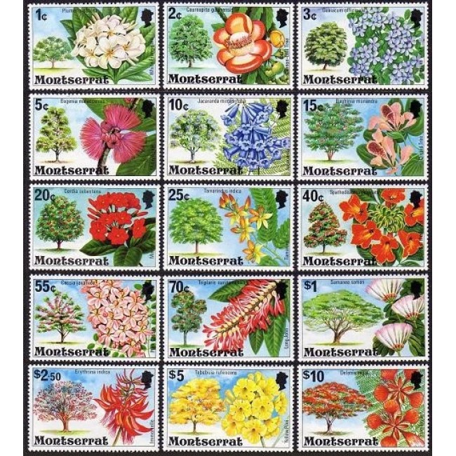 Montserrat 1976 - Flori, copaci, serie neuzata Montserrat 1976 - Flori, copaci, serie neuzata