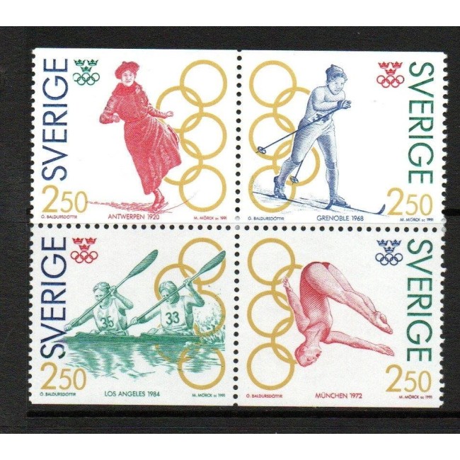 Suedia 1991 - Jocurile Olimpice, medaliati, serie neuzata Suedia 1991 - Jocurile Olimpice, medaliati, serie neuzata