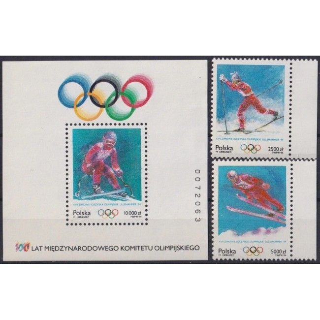 Polonia 1994 - Jocurile Olimpice de iarna, sport, serie si colita neuzata Polonia 1994 - Jocurile Olimpice de iarna, sport, serie si colita neuzata