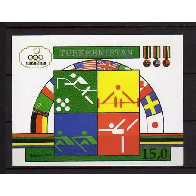Turkmenistan 1992 - Jocurile Olimpice, sport, colita neuzata Turkmenistan 1992 - Jocurile Olimpice, sport, colita neuzata