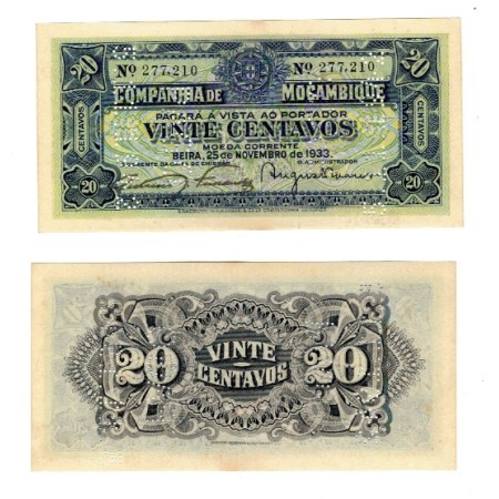Mozambic 1933 - 20 centavos, anulata prin perforare, aUNC