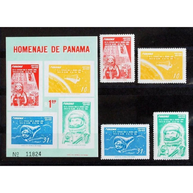 Panama 1962 - Cosmonautica, primul zbor al lui John Glenn, serie si colita neuzata Panama 1962 - Cosmonautica, primul zbor al lui John Glenn, serie si colita neuzata