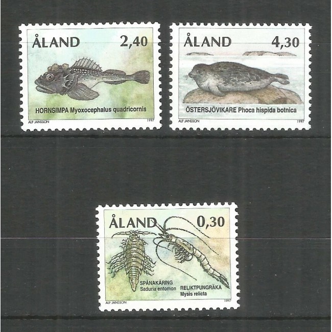 Aland (Finlanda) 1997 - Fauna marina din Epoca de Gheata, serie neuzata Aland (Finlanda) 1997 - Fauna marina din Epoca de Gheata, serie neuzata
