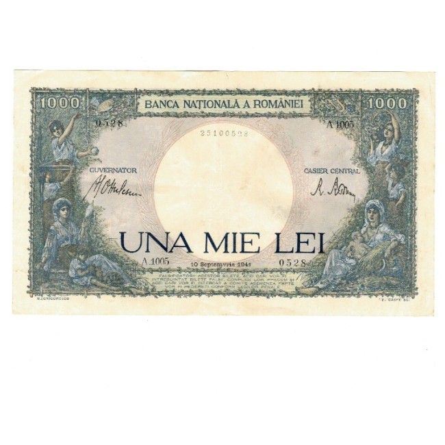 Romania 1941, 10 sept. - 1000 lei, circulata Romania 1941, 10 sept. - 1000 lei, circulata