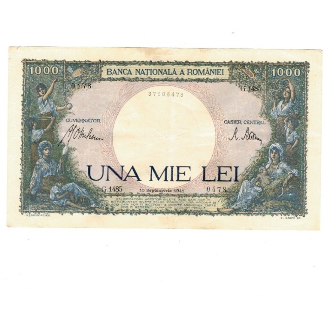 Romania 1941, 10 sept. - 1000 lei, circulata Romania 1941, 10 sept. - 1000 lei, circulata